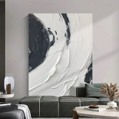 Ink Swirl Elegance - Abstract Canvas Oil Painting - Novique