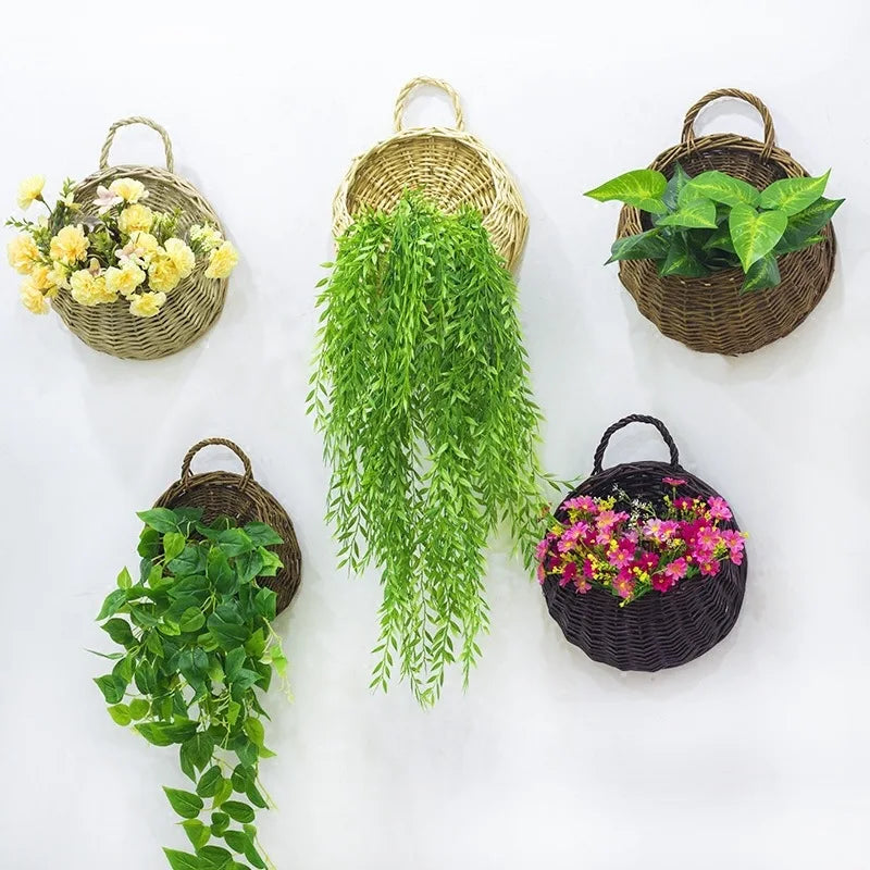 Handmade Wicker Rattan Wall Planter - Novique