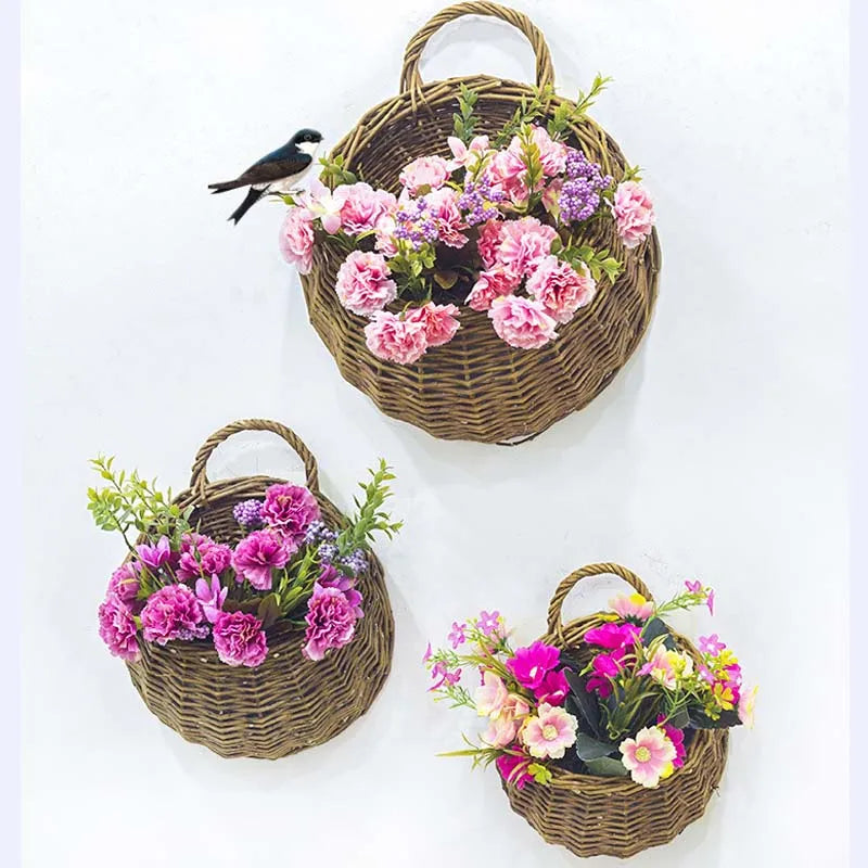 Handmade Wicker Rattan Wall Planter - Novique
