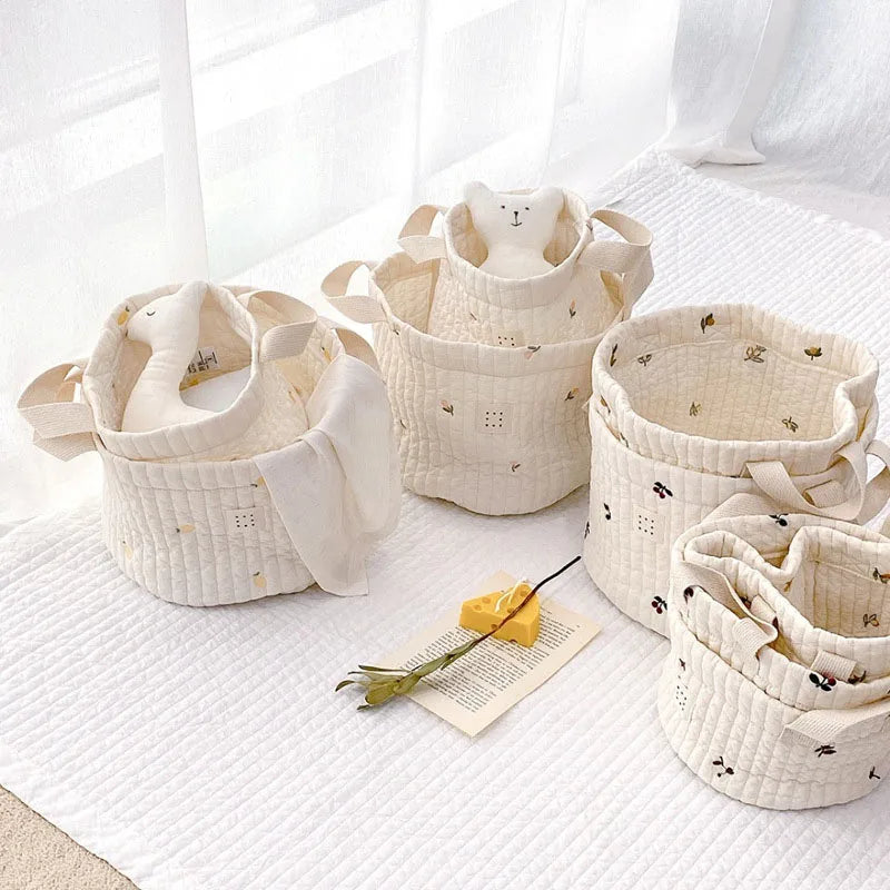 Embroidered Cotton Baby Storage Bag - Novique
