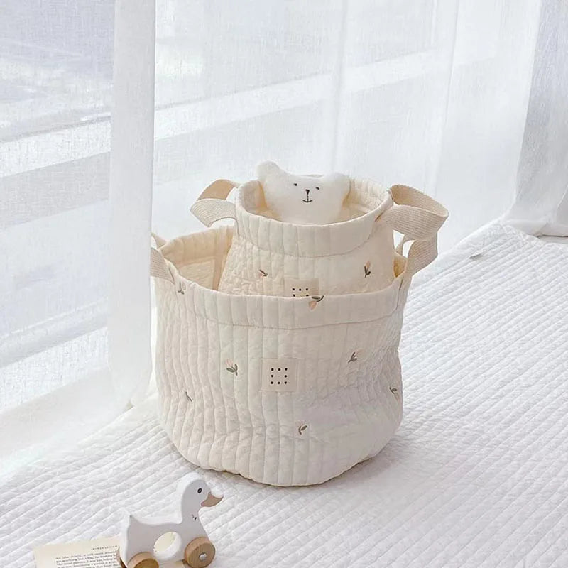 Embroidered Cotton Baby Storage Bag - Novique