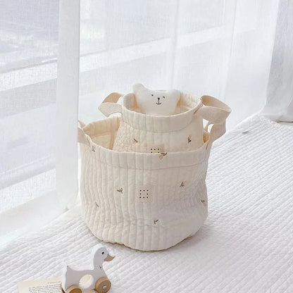 Embroidered Cotton Baby Storage Bag - Novique
