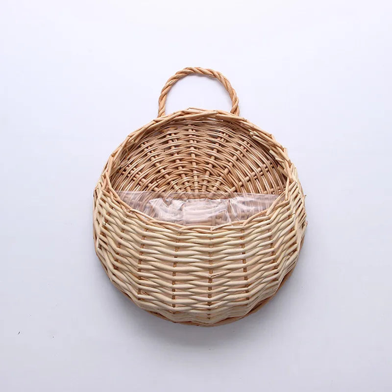 Handmade Wicker Rattan Wall Planter - Novique