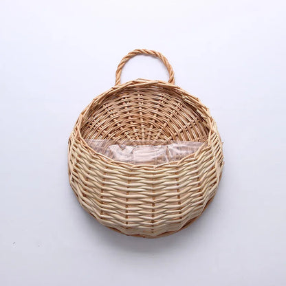 Handmade Wicker Rattan Wall Planter - Novique
